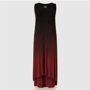 Torrid Maxi Super Soft Hi-Lo Dress Ombré Black to Red Size 2